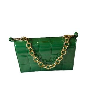 Green Purse with Gold Chain